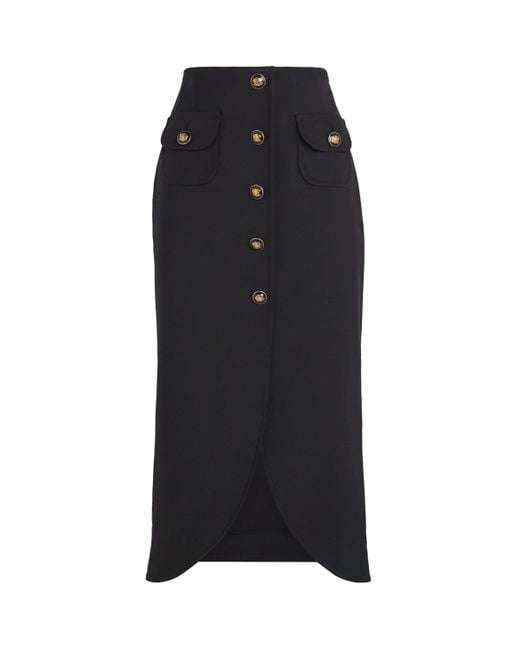 Sandro Black Buttoned Midi Skirt