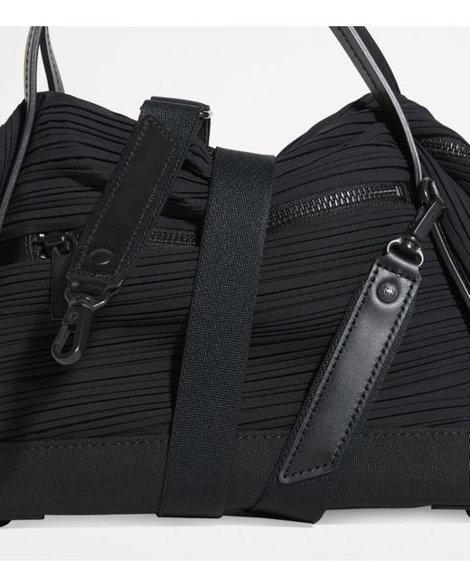 Pleats Please Issey Miyake Black Mini Bias Pleats Duffle Bag