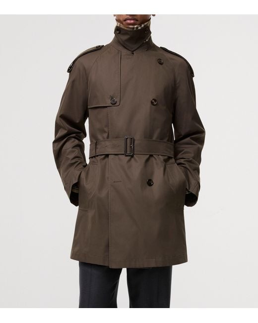 Burberry Brown Cotton Gabardine Leadenham Trench Coat for men