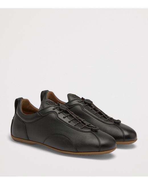 Dunhill Black Leather Davies Automotive Sneakers for men