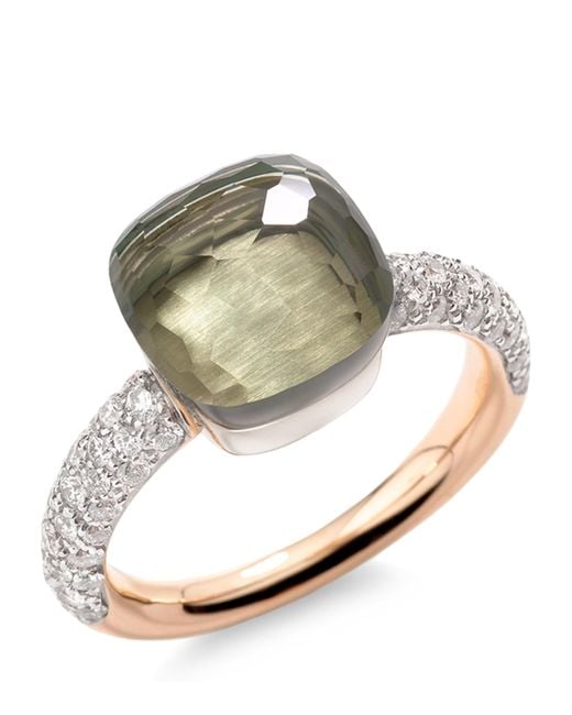 Pomellato Metallic Rose, Diamond And Prasiolite Nudo Classic Ring