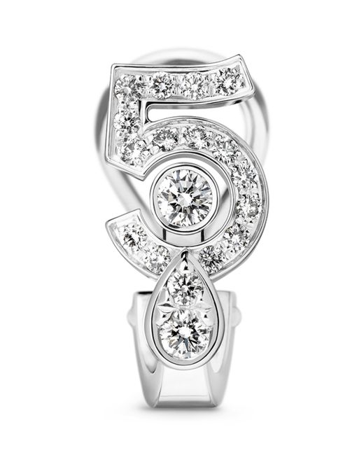 Chanel White And Diamond N˚5 Single Clip-On Earring