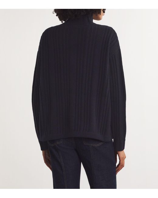 Max Mara Blue Wool Ribbed Sweater