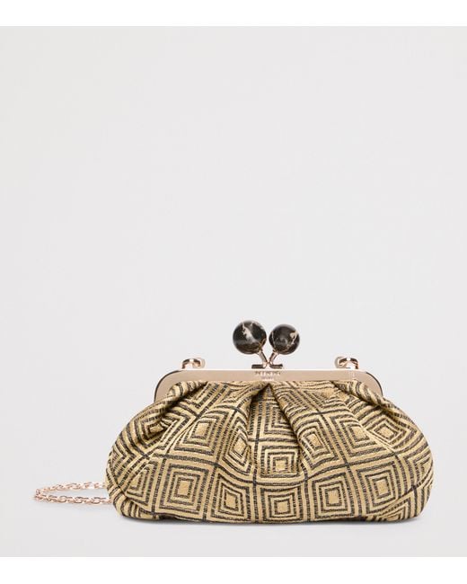 Weekend by Maxmara Metallic Woven Jacquard Pasticcino Clutch Bag