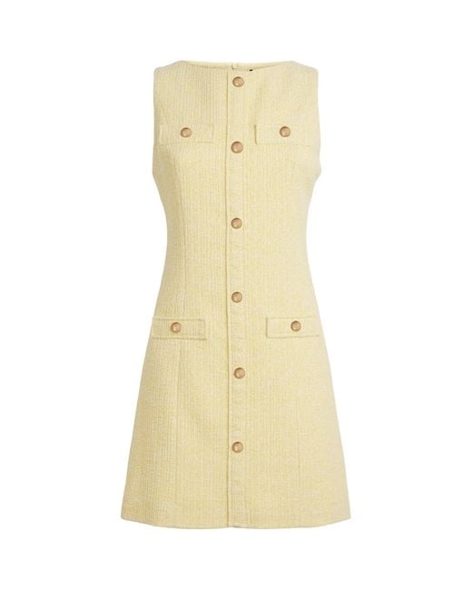 Maje Yellow Tweed Tailored Mini Dress