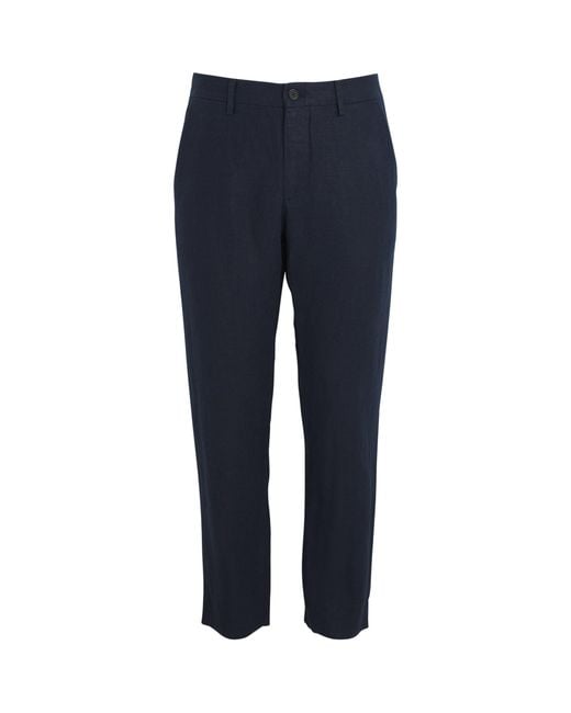 NN07 Blue Linen Theo Trousers for men