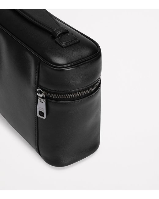 Dolce & Gabbana Black Leather Logo Plaque Toiletry Bag for men