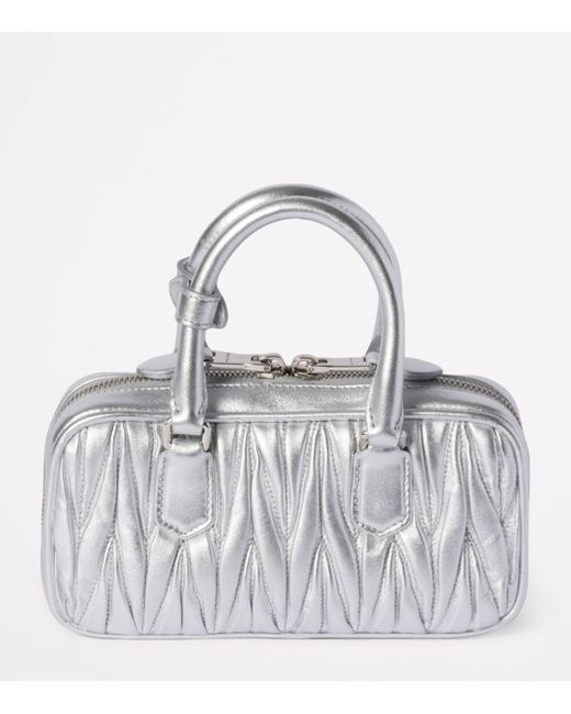 Miu Miu Metallic Mini Matelassé Leather Arcadie Top-Handle Bag