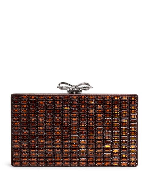 Self-Portrait Brown Crystal Chainmail Clutch Bag