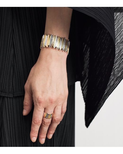 Suzanne Kalan Natural Mixed Classic Golden Jagged Wide Cuff