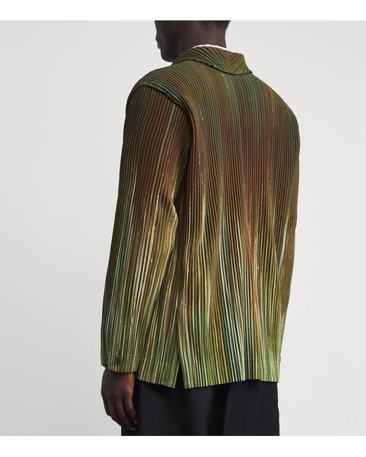 Homme Plissé Issey Miyake Green Pleated Blazer for men