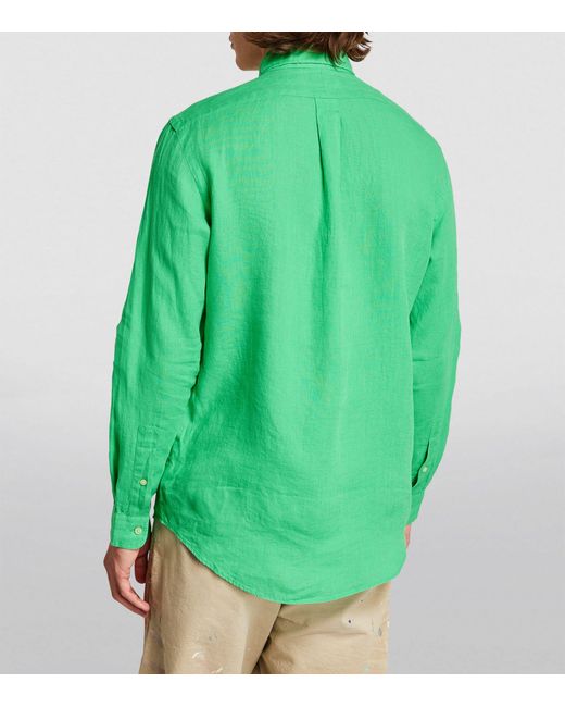 Polo Ralph Lauren Green Linen Polo Pony Shirt for men