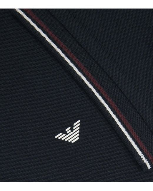 Emporio Armani Black Cotton Logo Polo Shirt for men