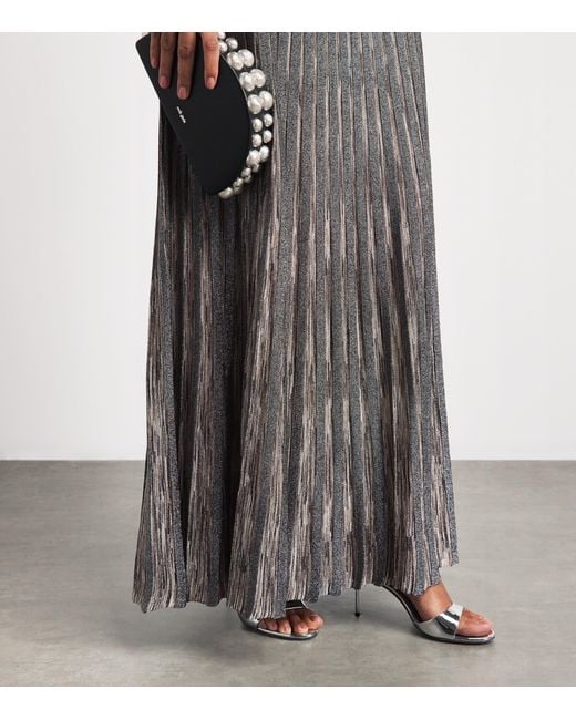 Missoni Gray Lamé Open-Back Maxi Dress