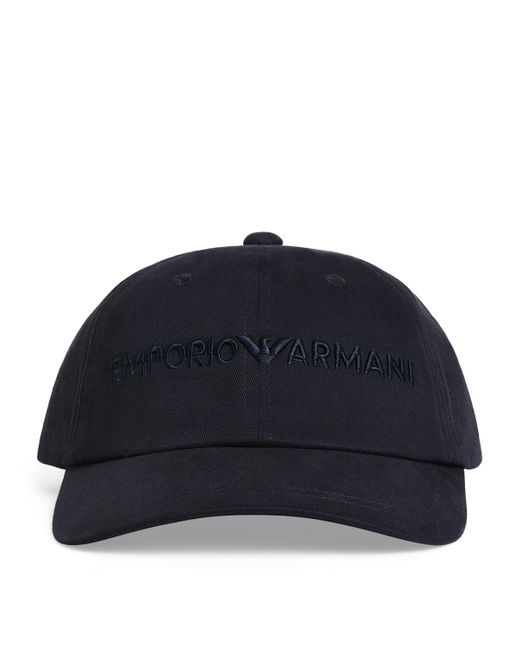 Emporio Armani Blue Cotton Logo Baseball Cap for men