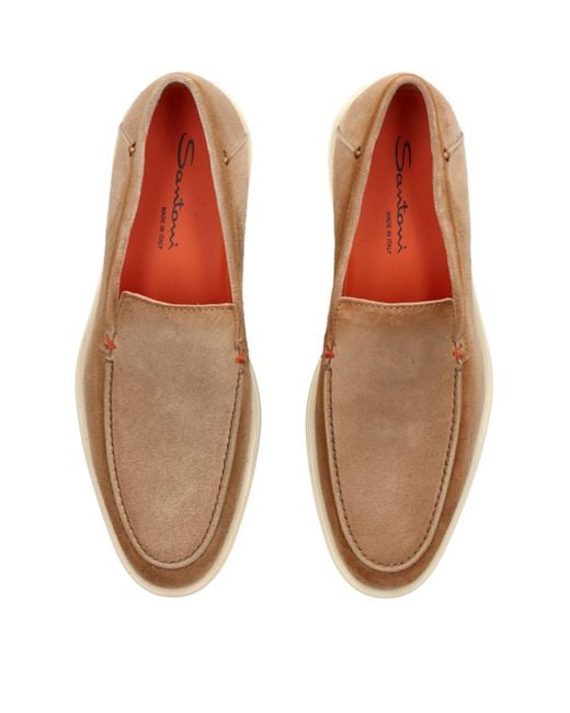 Santoni Natural Suede Detroit Low-Top Loafers for men