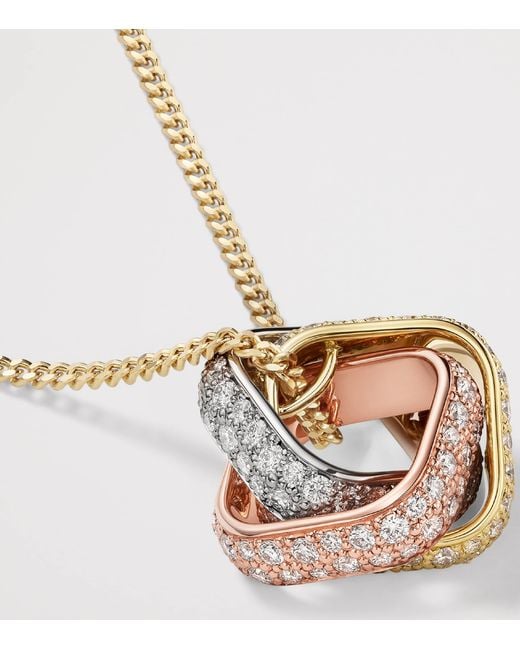 Cartier Metallic Mixed And Diamond Trinity Cushion Pendant Necklace