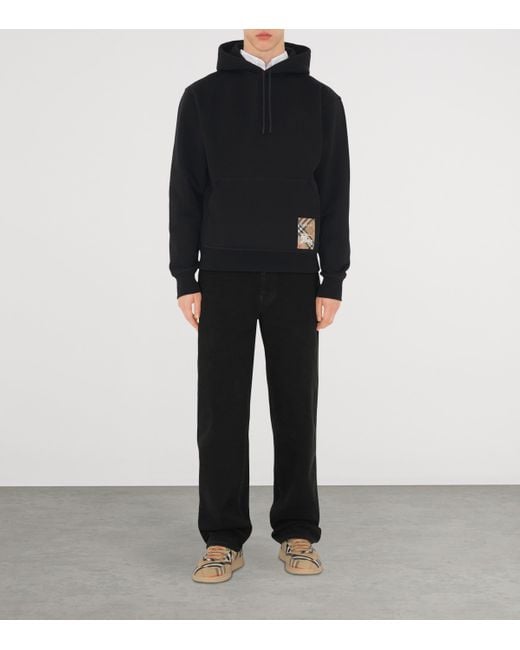 Burberry Black Check Label Hoodie for men