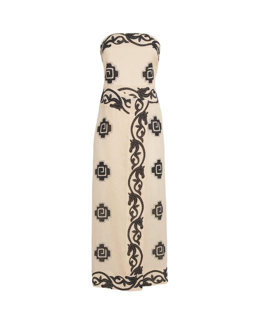 Johanna Ortiz Natural Linen Ancient Midi Dress