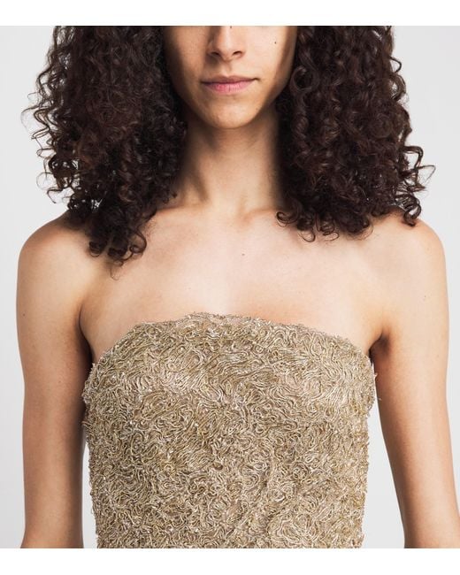 Marmar Halim Natural Tulle Strapless Gown