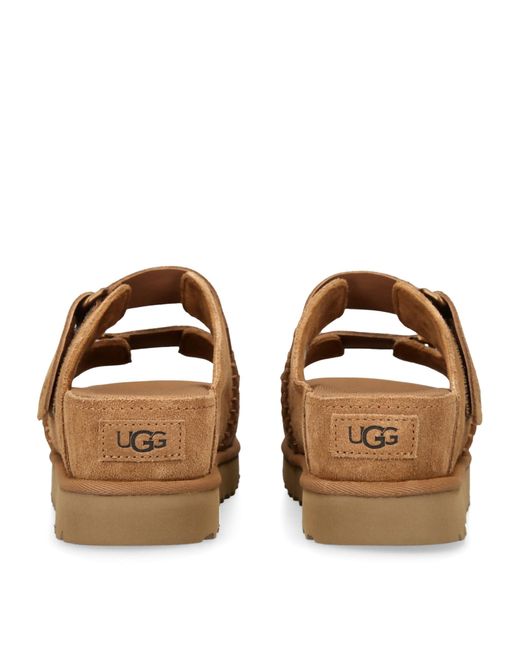 Ugg Brown Goldenstar Double-strap Suede Sandals