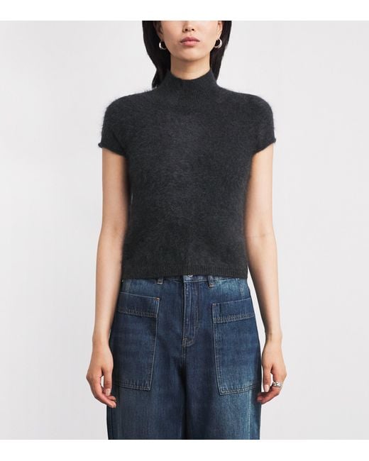 ME+EM Black Brushed Cashmere Shrunken Baby T-Shirt