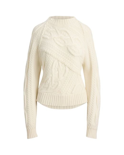 Ralph Lauren White Cashmere Cable-Knit Sweater