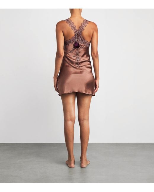 Torlowei Brown Silk Patsy Mini Slip Dress
