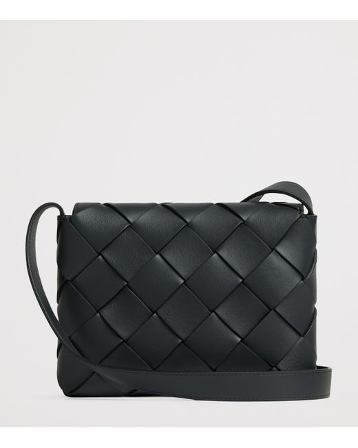 Bottega Veneta Black Leather Intreccio Diago Cross-Body Bag for men