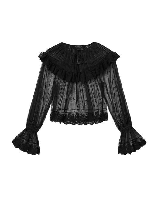 AllSaints Black Mesh Trixie Blouse