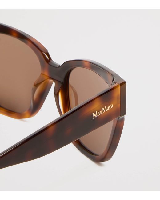 Max Mara Brown Acetate Tortoiseshell Butterfly Sunglasses