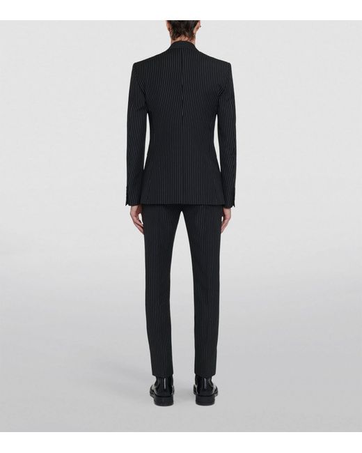 Alexander McQueen Black Wool-mohair Pinstripe Lapel-detail Tailored Jacket for men
