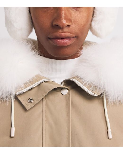 Yves Salomon White Rex Rabbit Fur Earmuffs