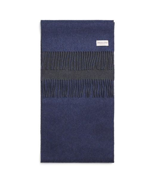 Johnstons Blue Cashmere Double-Face Scarf for men