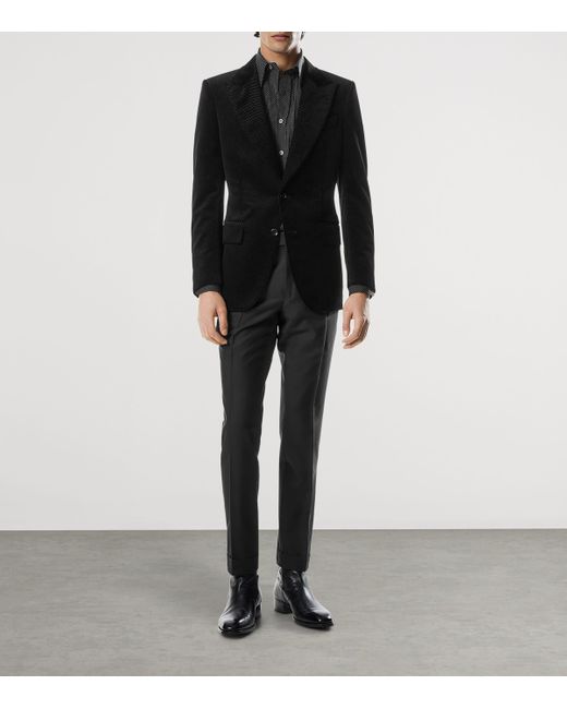 Tom Ford Black Cotton Dotted Dyllan Blazer for men
