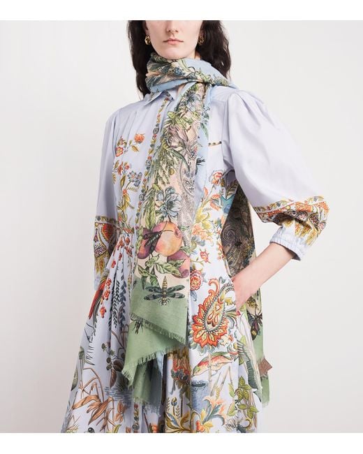 Etro Green Printed Scarf