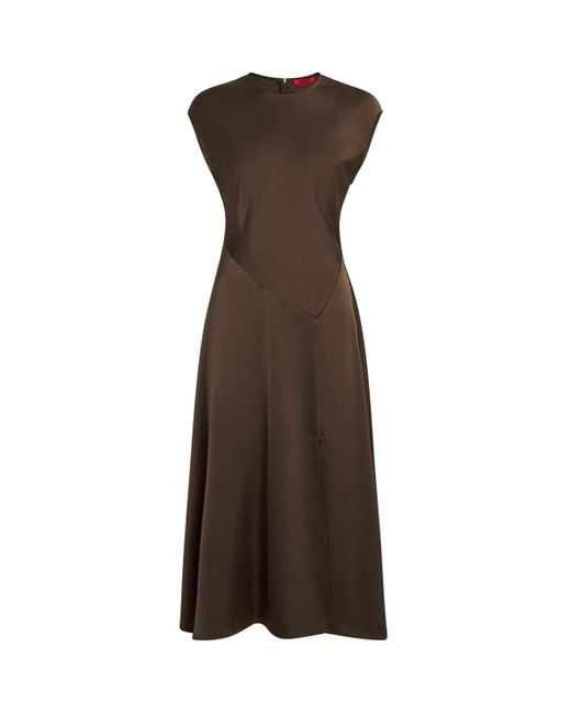 MAX&Co. Brown Satin Flared Midi Dress