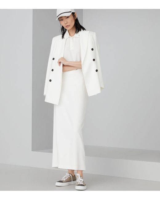 Brunello Cucinelli White Cotton-crepe Maxi Skirt