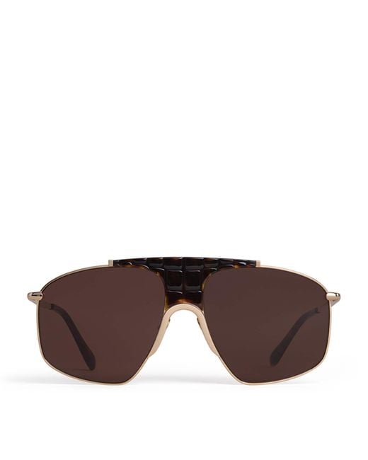 Alaïa Brown Metal Aviator Mask Sunglasses