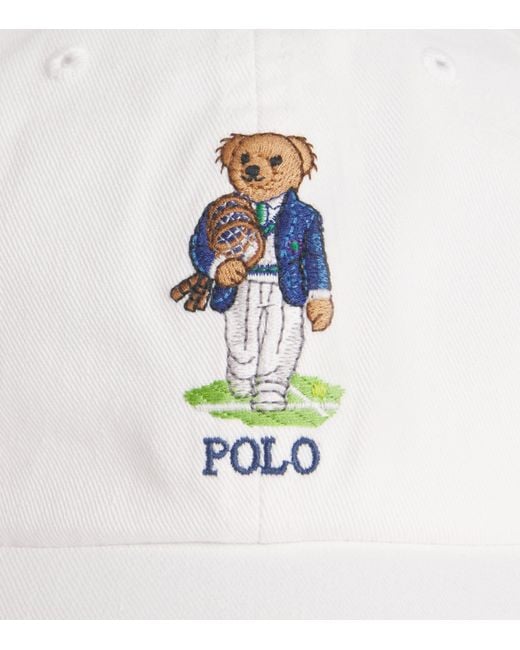 Ralph Lauren White X Wimbledon Polo Bear Baseball Cap for men