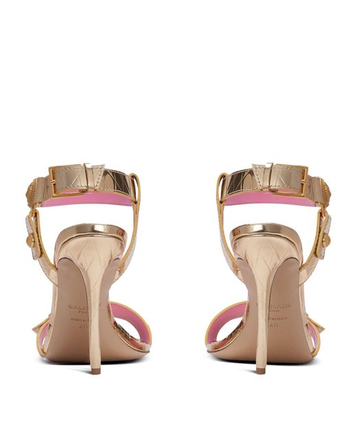 Balmain Pink Leather Eva Heeled Sandals 95