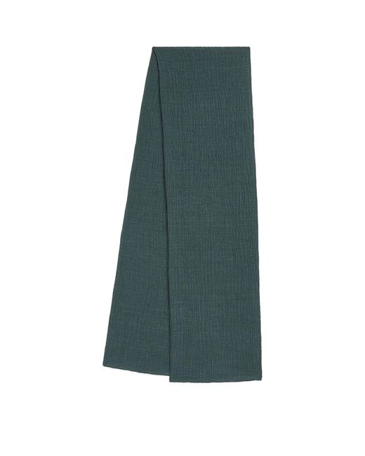 Eskandar Green Linen-blend Textured Scarf