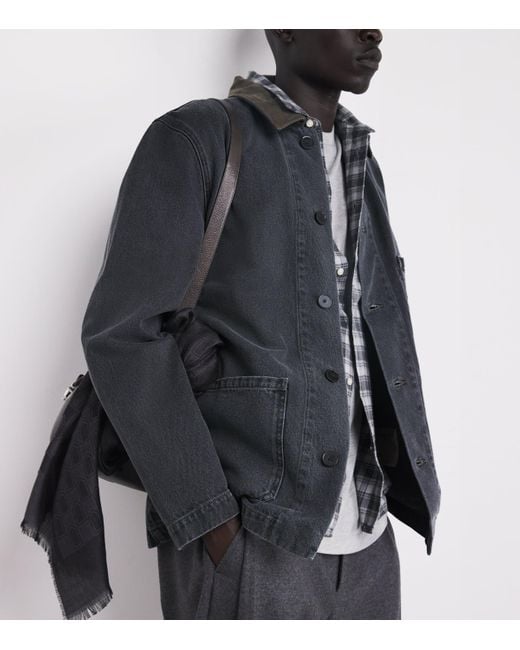 Officine Generale Blue Cotton Corduroy-Collar Carlito Jacket for men