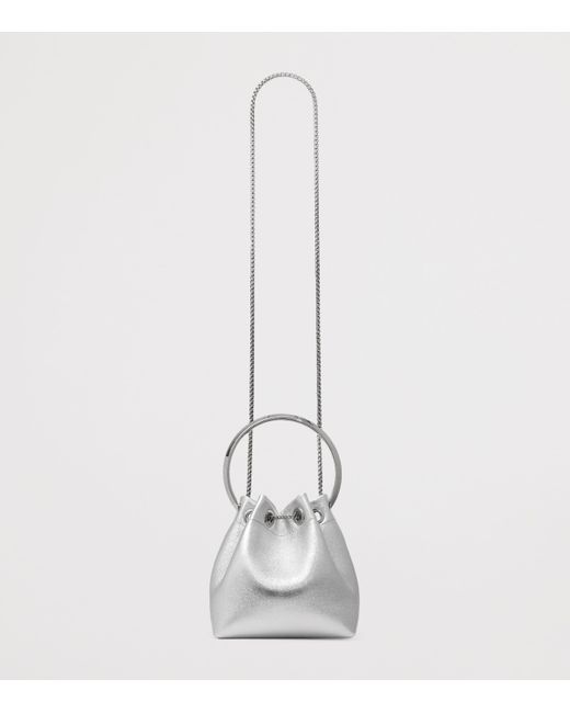 Jimmy Choo White Metallic Bon Bon Top-Handle Bag