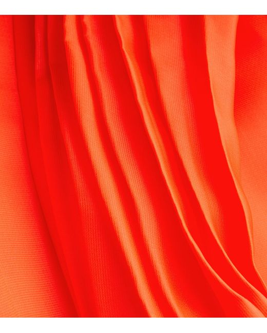 Khaite Red Silk Zelma Midi Dress