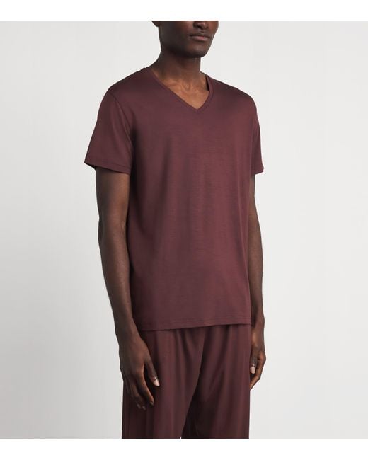 Derek Rose Purple Basel V-Neck Lounge T-Shirt for men