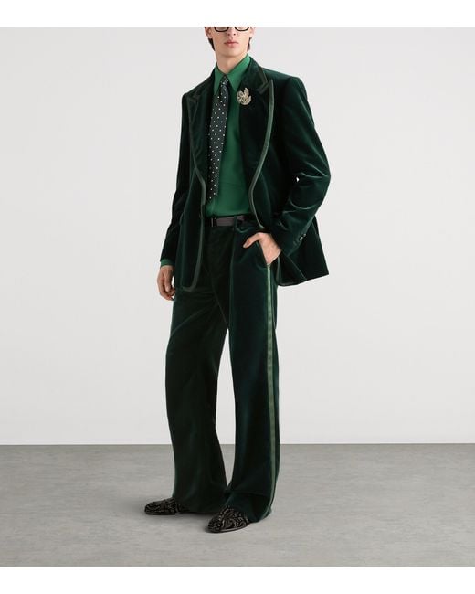 Dolce & Gabbana Black Velvet Wide-Leg Trousers for men