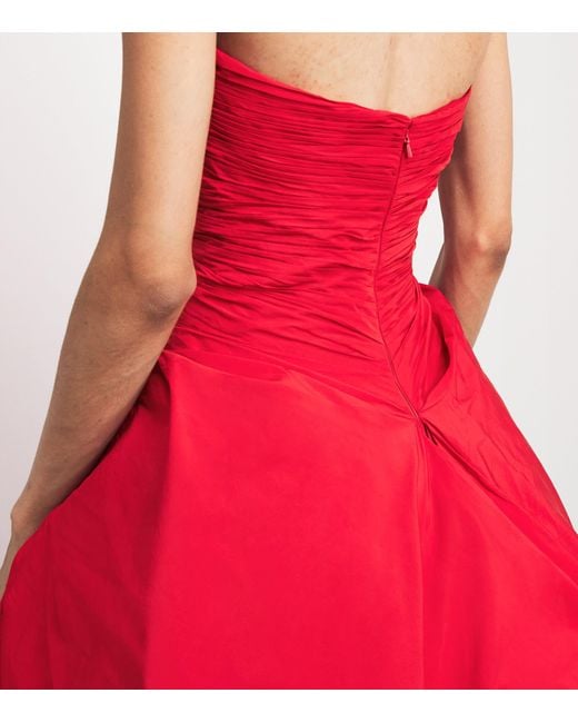 Marmar Halim Red Ruched Strapless Gown