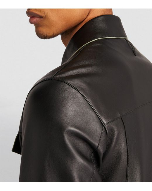 Mackage Black Leather Blouson Jacket for men