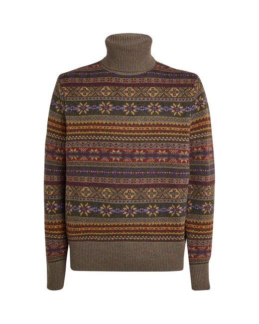 Polo Ralph Lauren Brown Wool Fair Isle Sweater for men